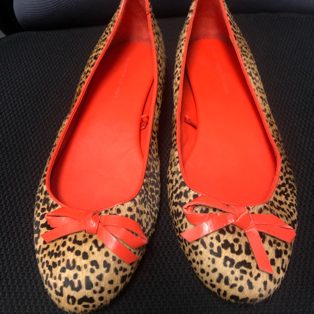 Zara leopard print faux pony hair flats